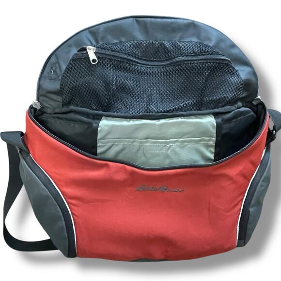 Eddie Bauer Messenger Bag Laptop Computer Crossbody Travel Office Carry On Gray - Picture 7 of 11